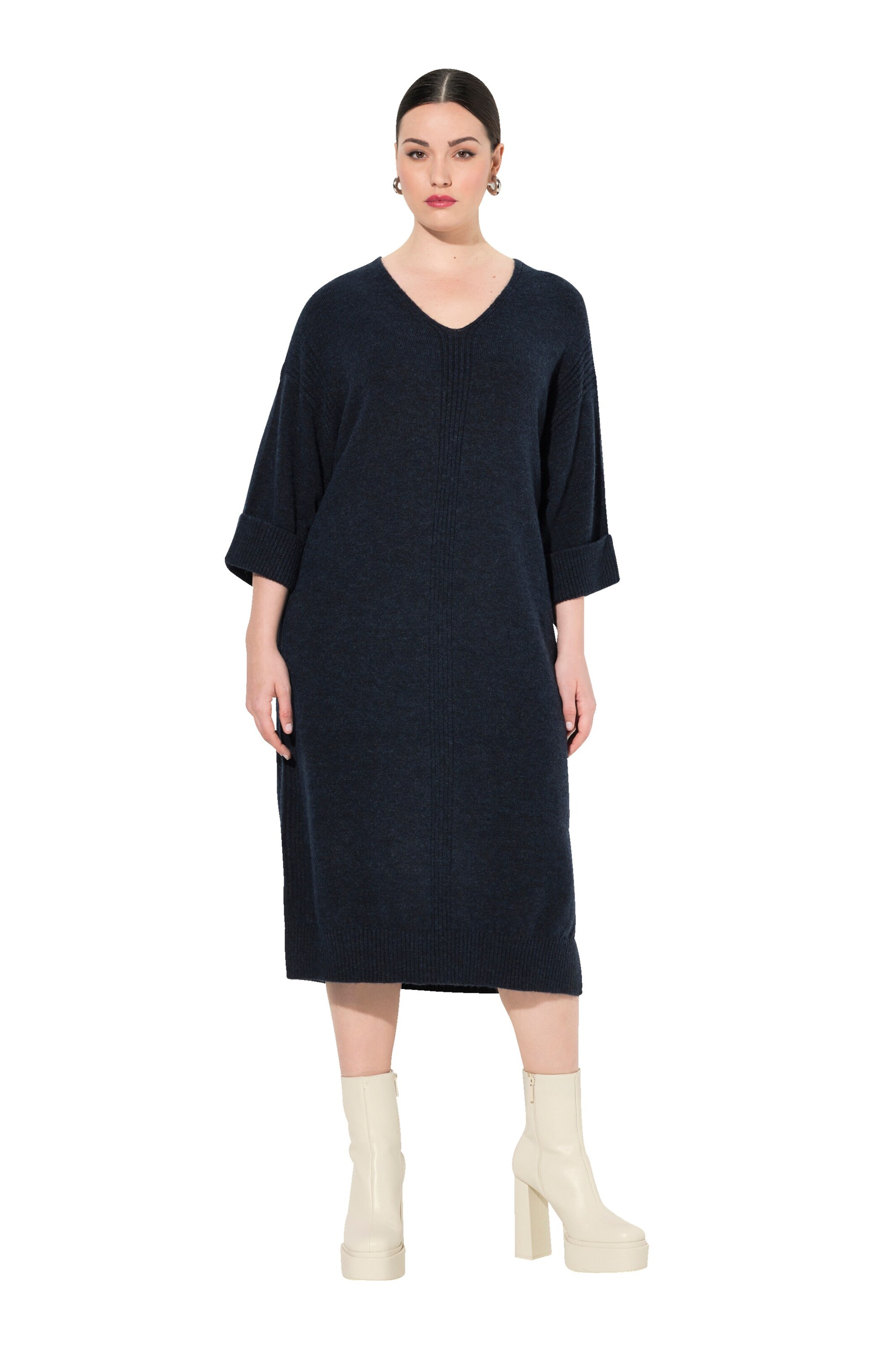 Rochie tricotat de la Ulla Popken pe albastru: față