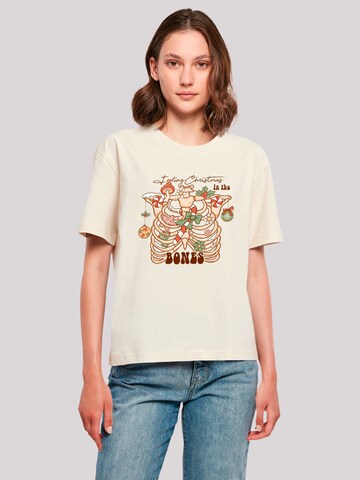 F4NT4STIC Shirt 'Feeling Christmas in the bones' in Beige: Vorderseite