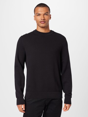 HUGO - Pullover 'Stoppo' em preto: frente