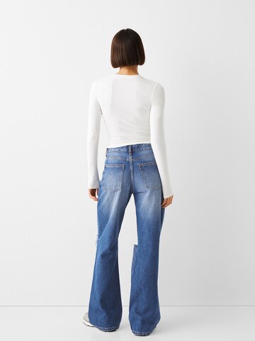 Wide leg Jeans de la Bershka pe albastru