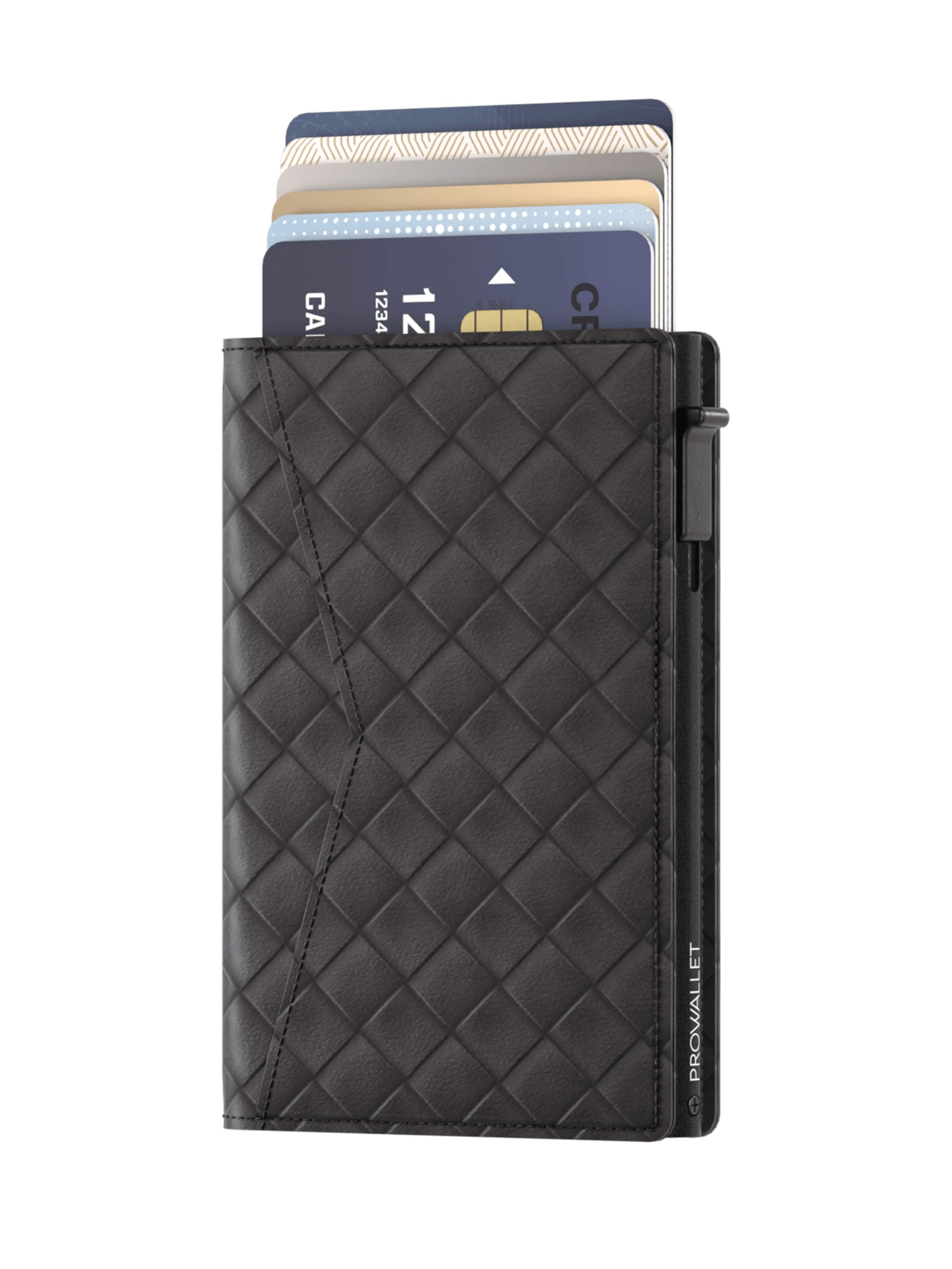 Porte-monnaies 'Pasjeshouder Slim Woven' Prowallet en noir : devant