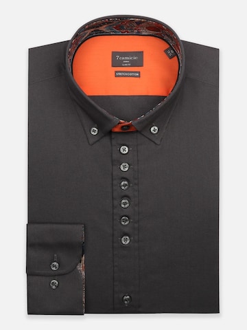 Slim fit Camicia business 'Donatello Poplin' di 7Camicie in grigio