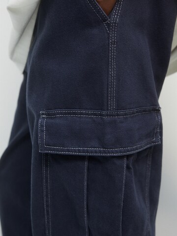 Wide Leg Pantalon cargo Pull&Bear en bleu