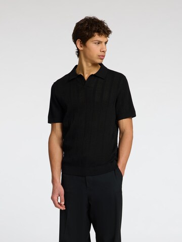 T-Shirt SELECTED en noir : devant