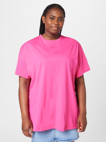 PIECES Curve Tričko 'RINA' – pink: přední strana