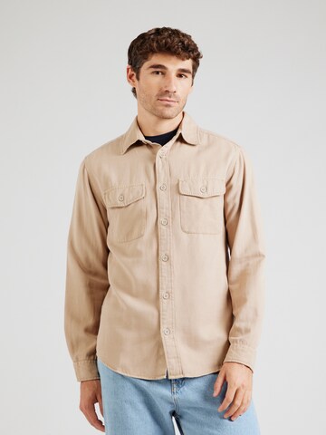 Redefined Rebel Comfort fit Button Up Shirt in Beige: front