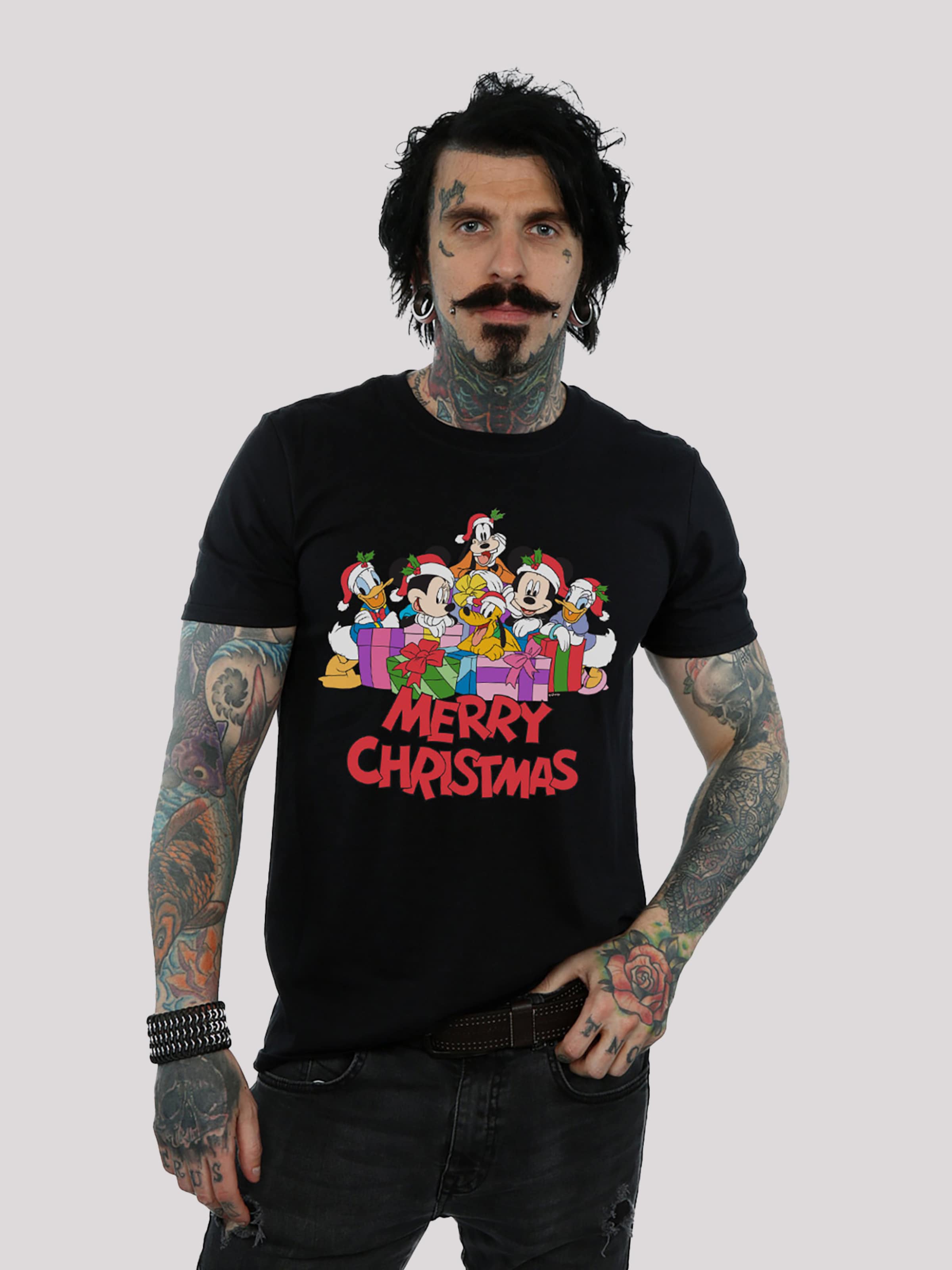 Männer Große Größen F4NT4STIC T-Shirt 'Micky Maus Merry Christmas' in Schwarz - JT90581 Männer Große Größen F4NT4STIC T-Shirt 'Micky Maus Merry Christmas' in Schwarz - JT90581
