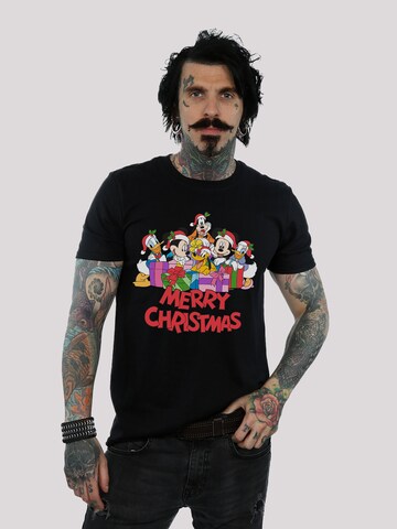 F4NT4STIC Shirt 'Micky Maus Merry Christmas' in Zwart: voorkant