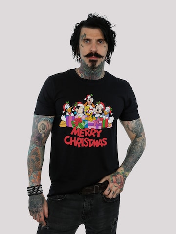 F4NT4STIC Shirt 'Micky Maus Merry Christmas' in Zwart: voorkant