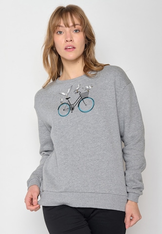 GREENBOMB Sweatshirt 'Bike Seagulls' in Grijs: voorkant