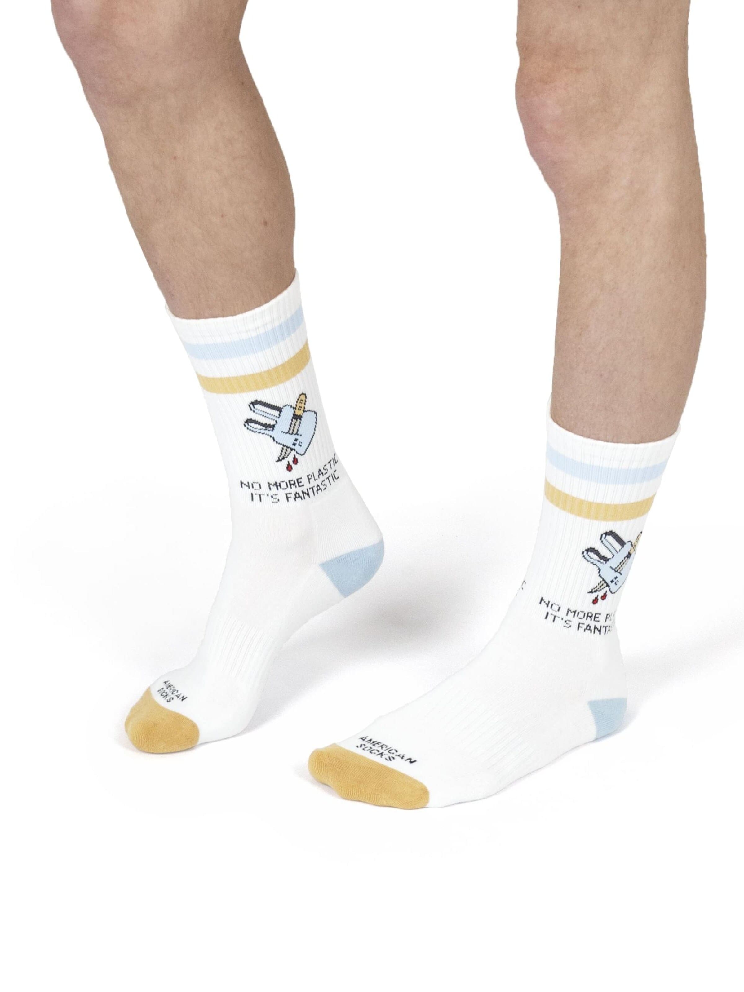 American Socks Socks 'No more plastic' in White