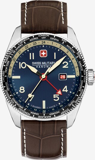 SWISS MILITARY HANOWA Analoog horloge 'HAWK EYE' in de kleur Blauw / Bruin / Zilver, Productweergave