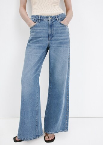 Wide leg Jeans 'Studs' de la MANGO pe albastru