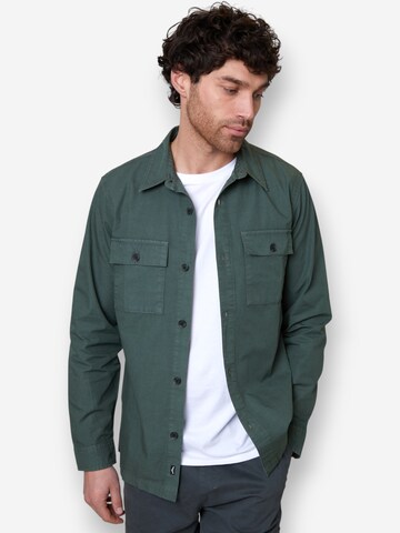 Threadbare Regular Fit Hemdjacke 'Ministry' in Grün: Vorderseite