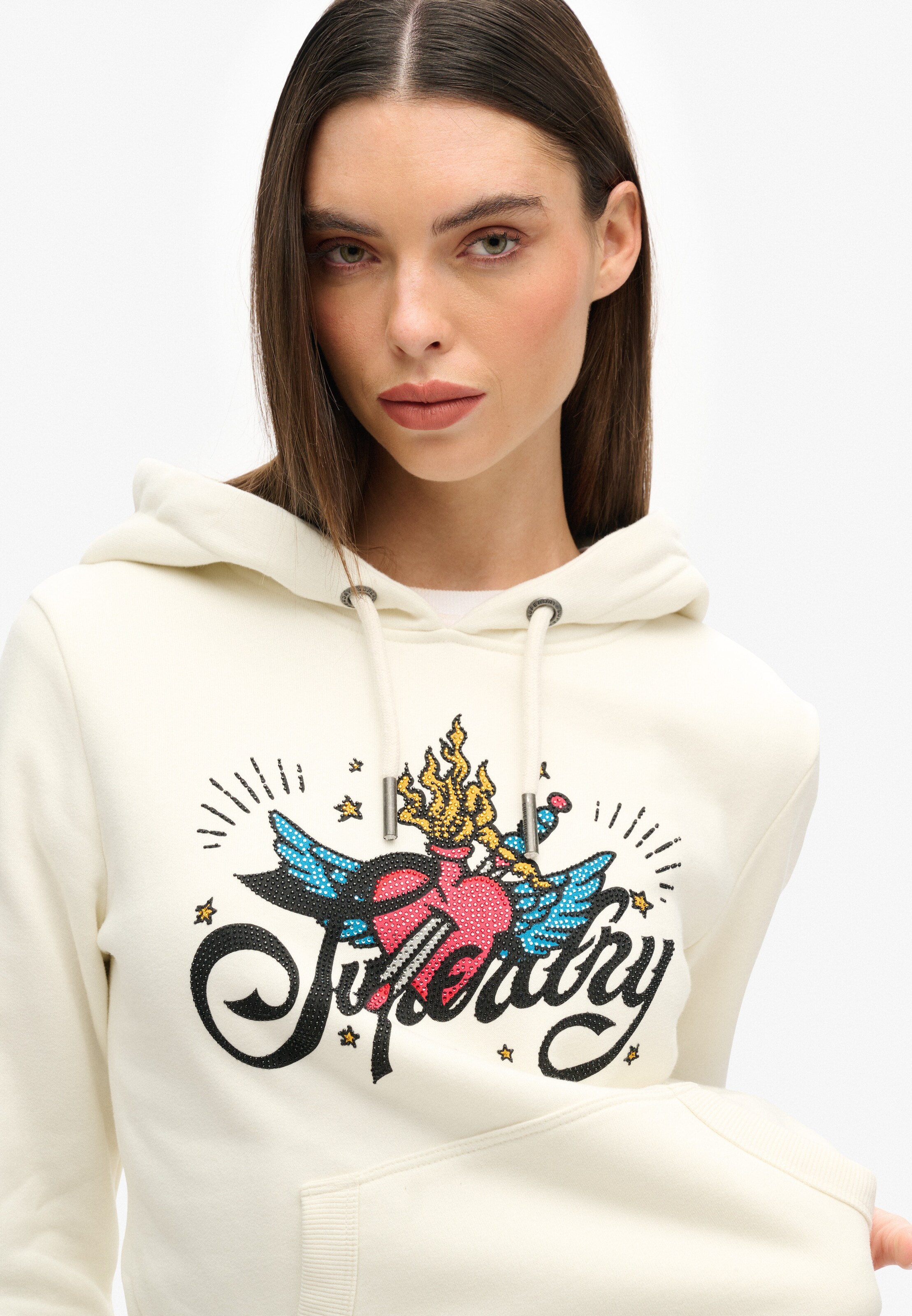 Felpa 'Tattoo' di Superdry & Co in beige: frontale