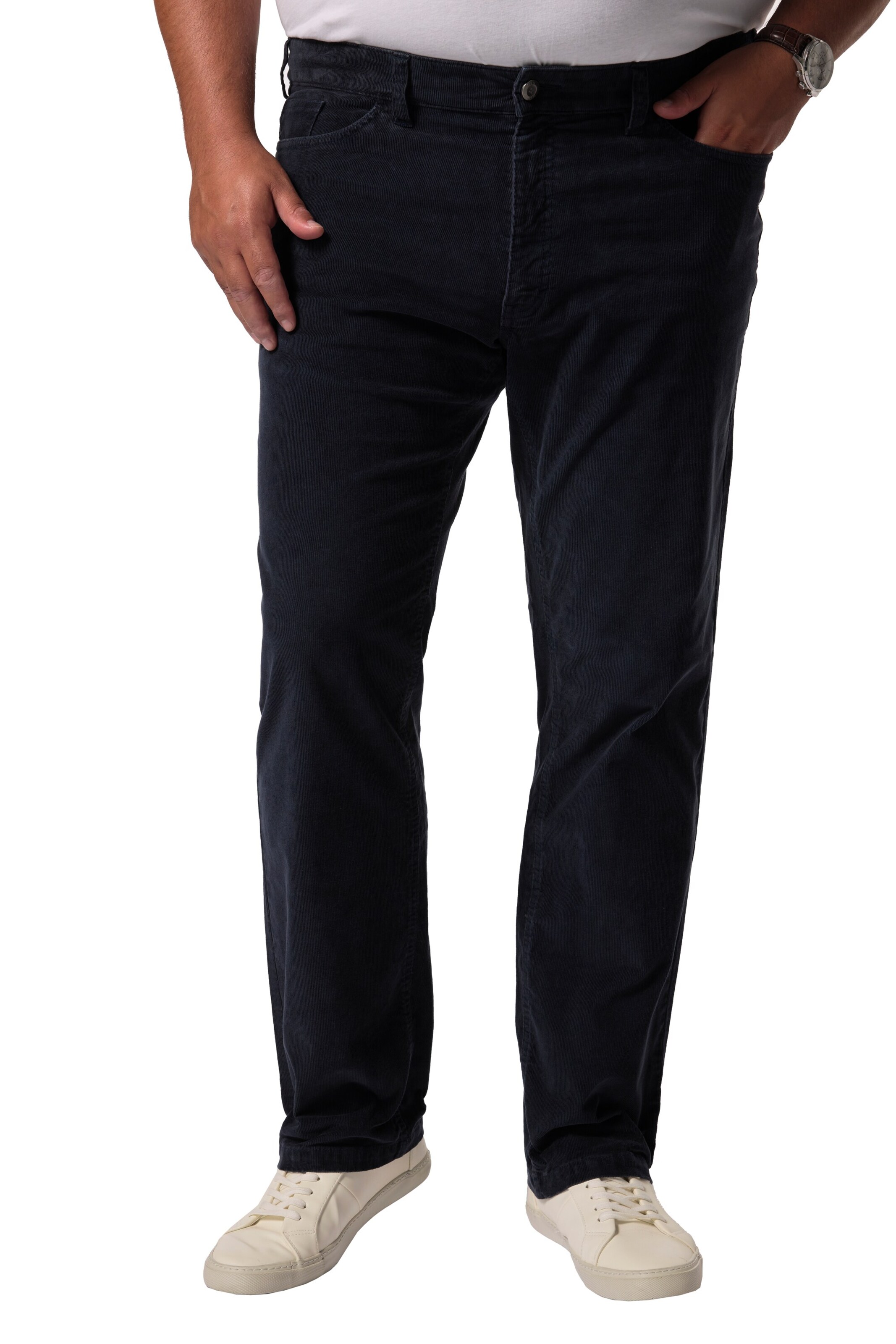 Men Plus Regular Pants in Black: front