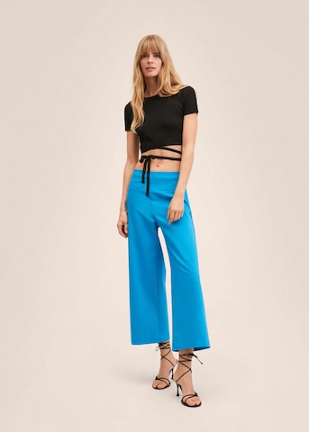 MANGO Wide leg Broek 'Farrito' in Blauw