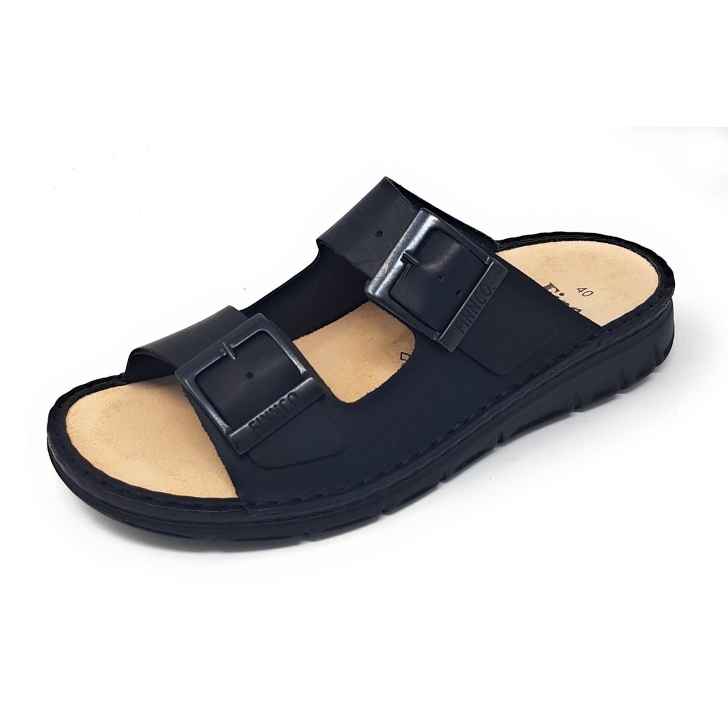 Finn Comfort Mules in Black: front