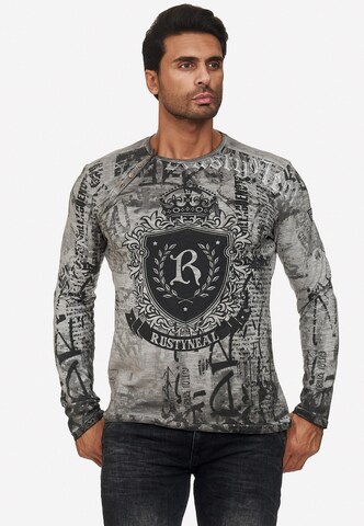 Rusty Neal Cooles Longsleeve mit angesagten Prints in Grau: predná strana