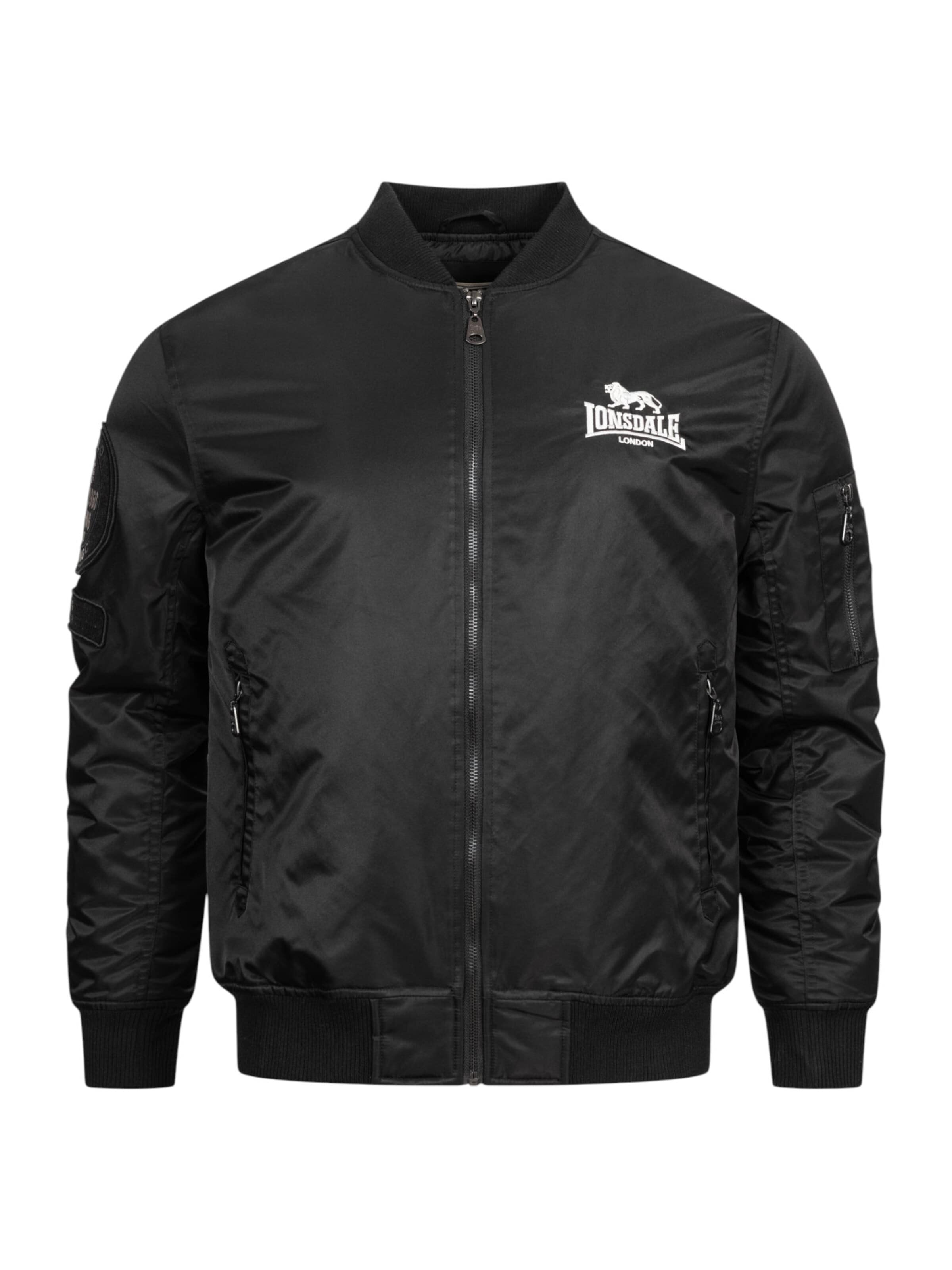 Lonsdale London Φθινοπωρινό και ανοιξιάτικο μπουφάν 'Ludford' σε μαύρο: μπροστά