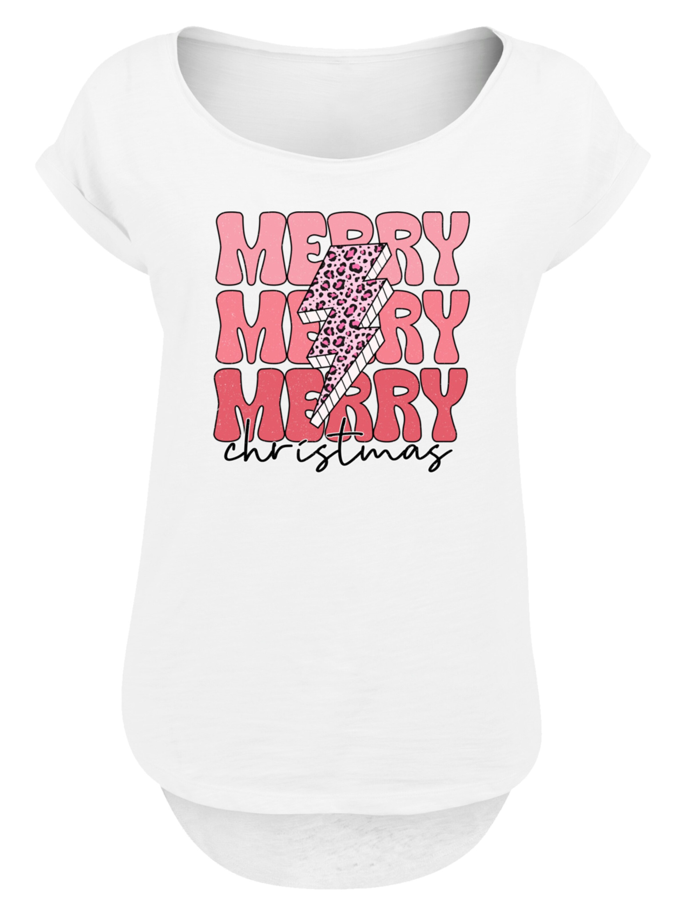 T-shirt 'Merry Christmas' F4NT4STIC en blanc : devant