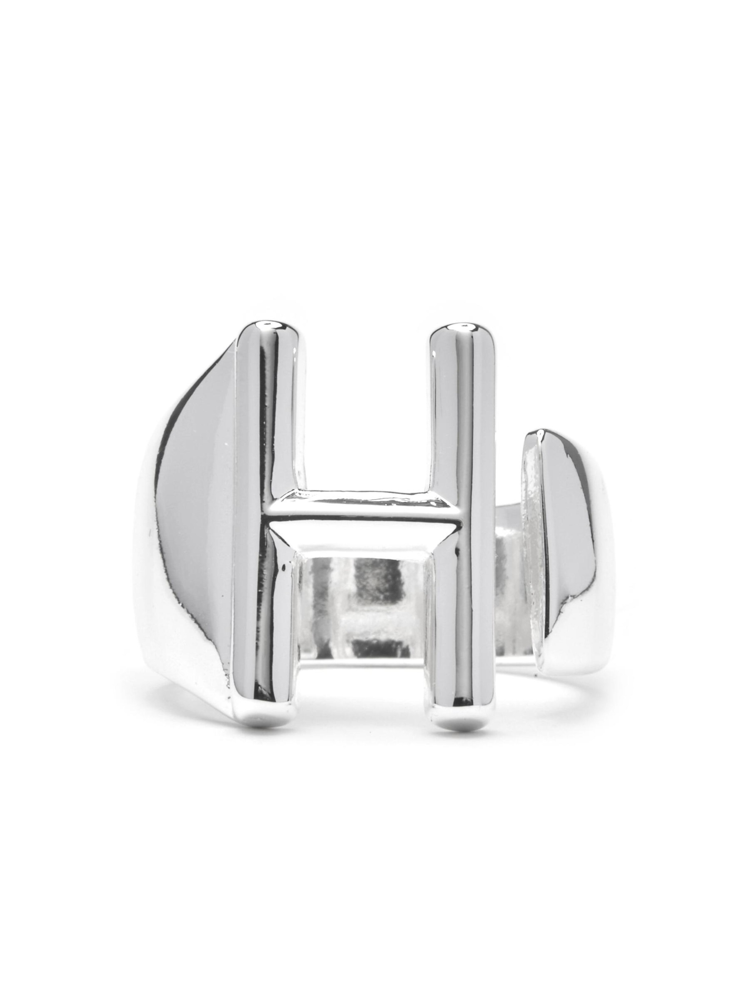Luxenter Ring 'Alphabet H' in 50-60 in de kleur Zilvergrijs, Productweergave
