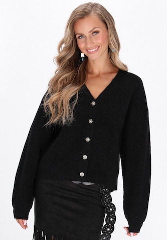 IZIA Gebreid vest 'Boho' in Zwart: voorkant