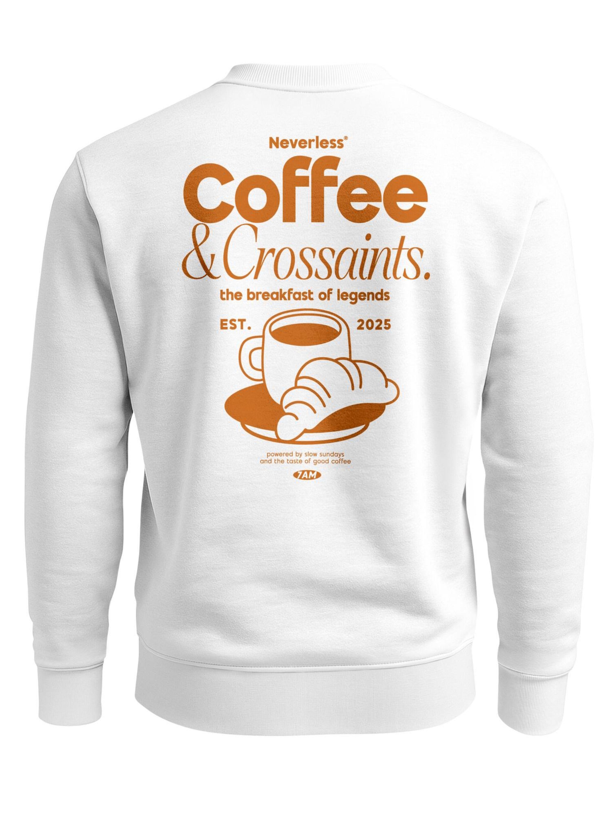 Neverless Sweatshirt 'Coffee & Crossaints' in White