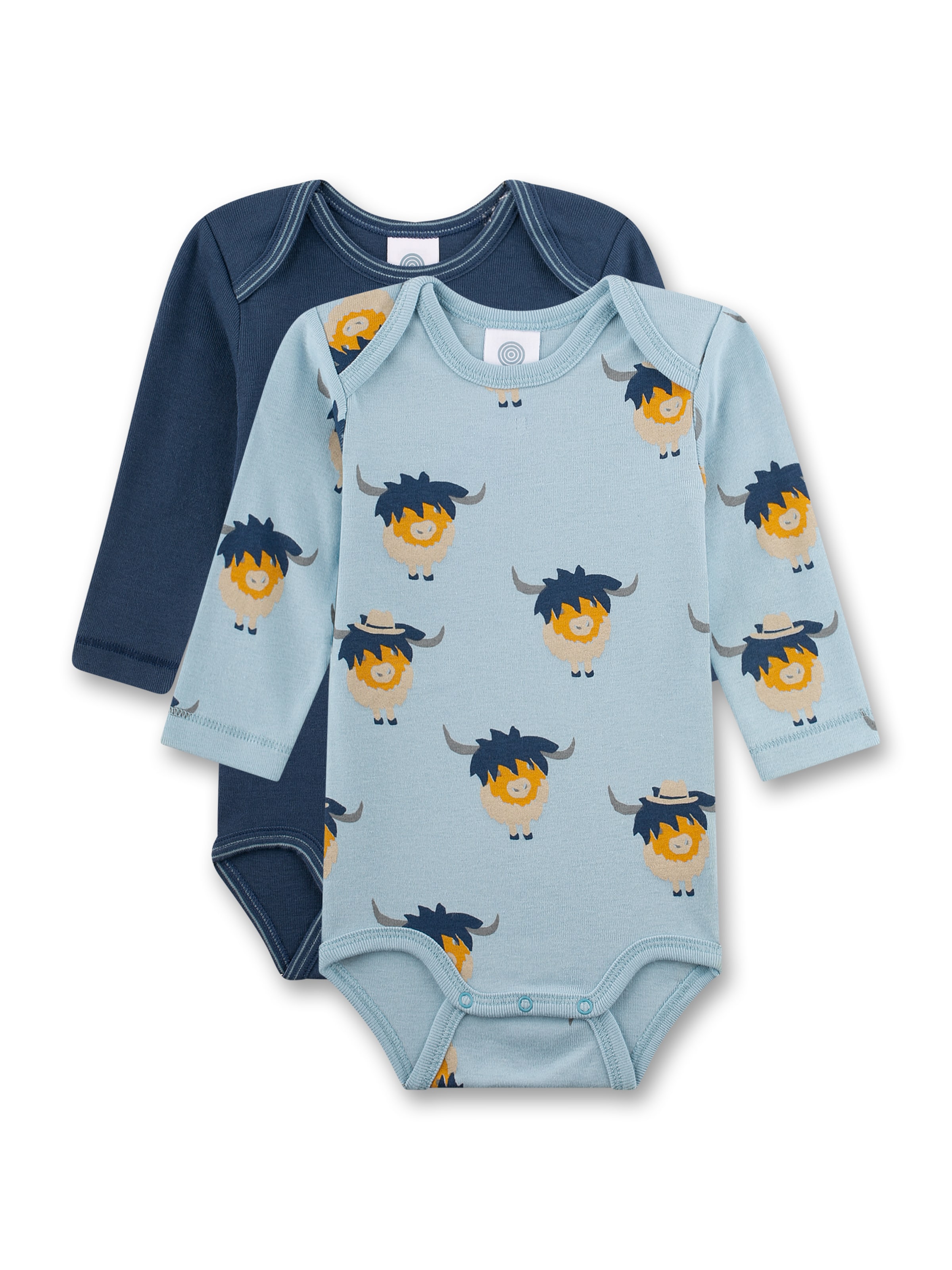 Tutina / body per bambino di Sanetta in blu: frontale
