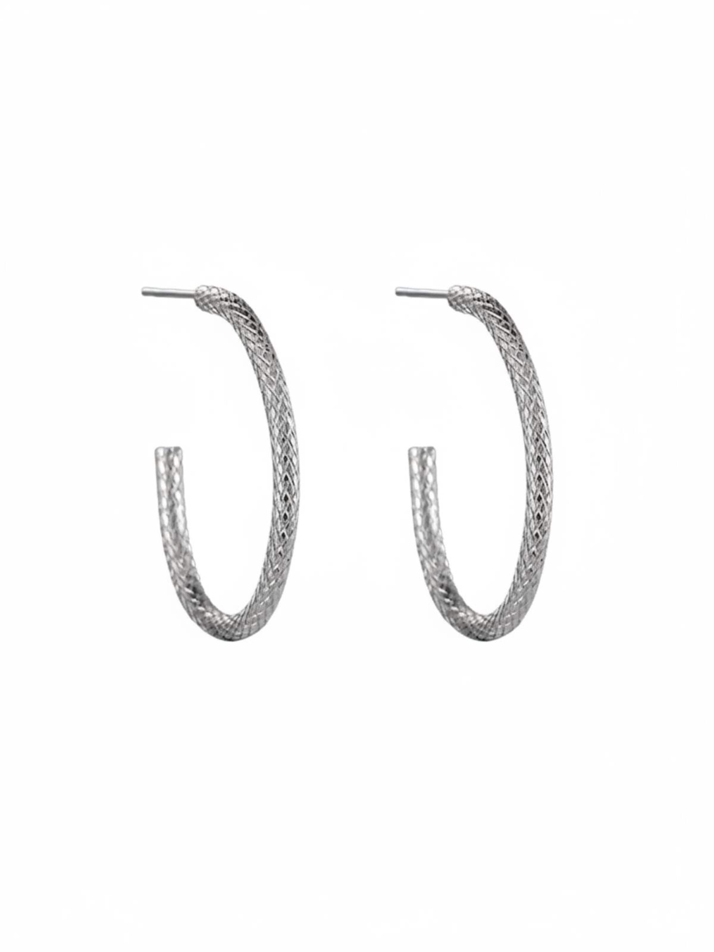 Boucles d'oreilles 'SNAKE' Cala Rose en argent : devant