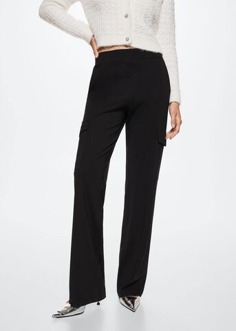 MANGO Loose fit Cargo Pants 'Natali' in Black: front