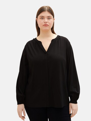 Tom Tailor Women + Blus i svart: framsida