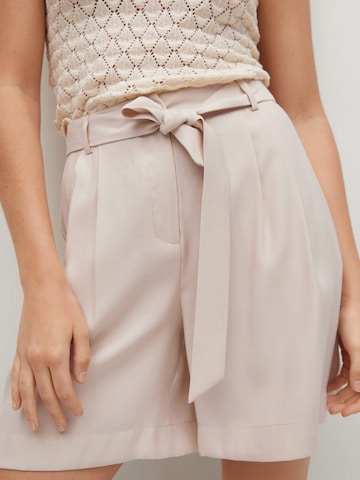 MANGO Loose fit Pleat-Front Pants 'Bye' in Beige