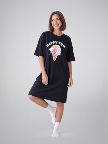 LEAFLETIC Oversizekleid 'Leafletic Women’s Oversize T-Shirt'‌‌ in Schwarz