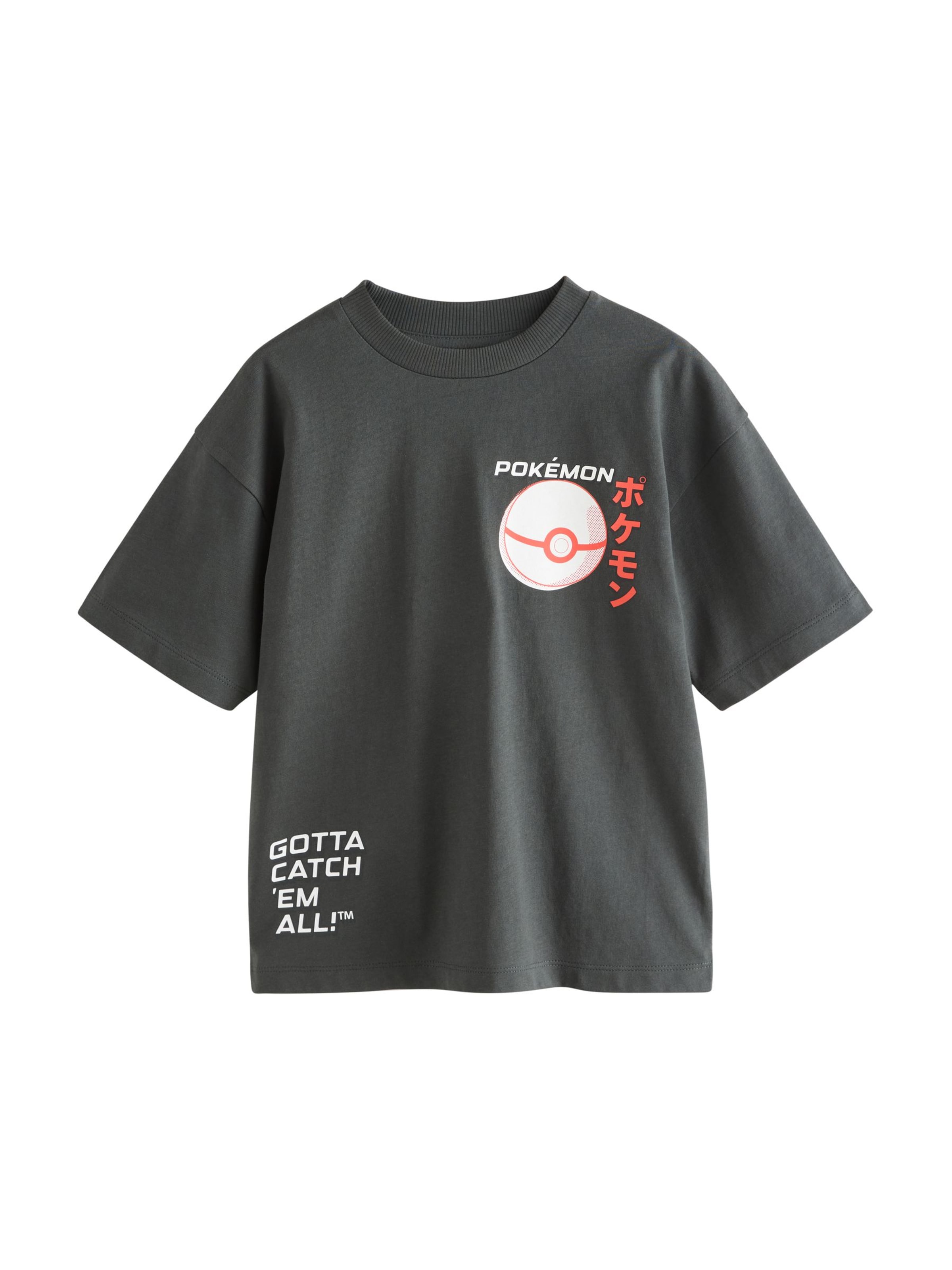 Next T-Shirt 'Pokémon' in Grau: Vorderseite