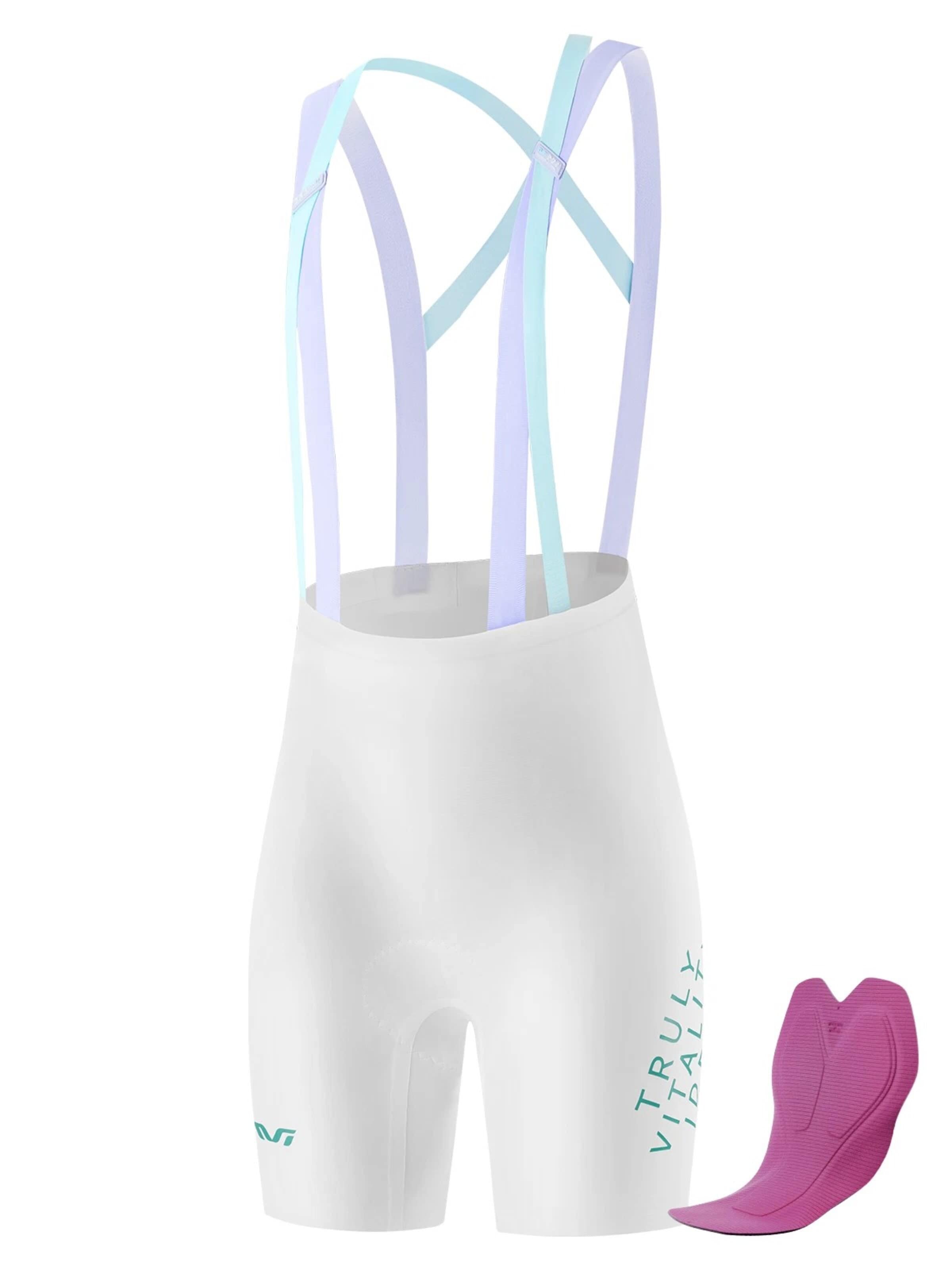 ROCKBROS Skinny Workout Pants 'TVI Damen Fahrrad Trägerhose Kurz Gepolstert' in White: front