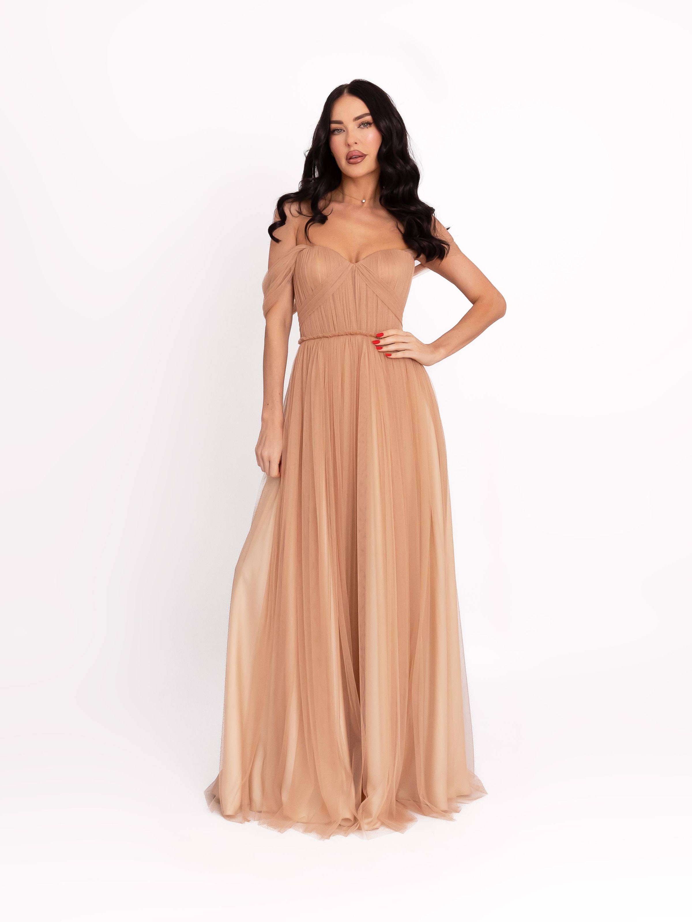acob a porter Abendkleid‌‌‌‌‌‌‌‌‌‌ in Beige: Vorderseite