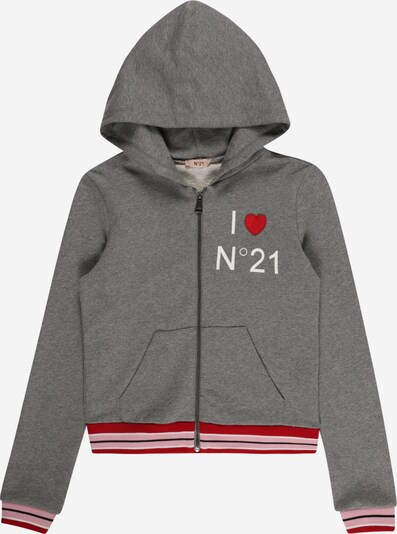 N°21 Sweatjacke in dunkelgrau / hellpink / rot / weiß, Produktansicht
