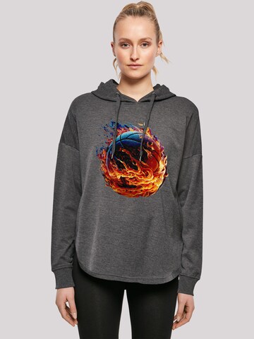 F4NT4STIC Sweatshirt 'Basketball Sports Collection On FIRE' in Grijs: voorkant
