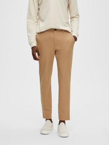 Coupe slim Pantalon SELECTED HOMME en beige : devant