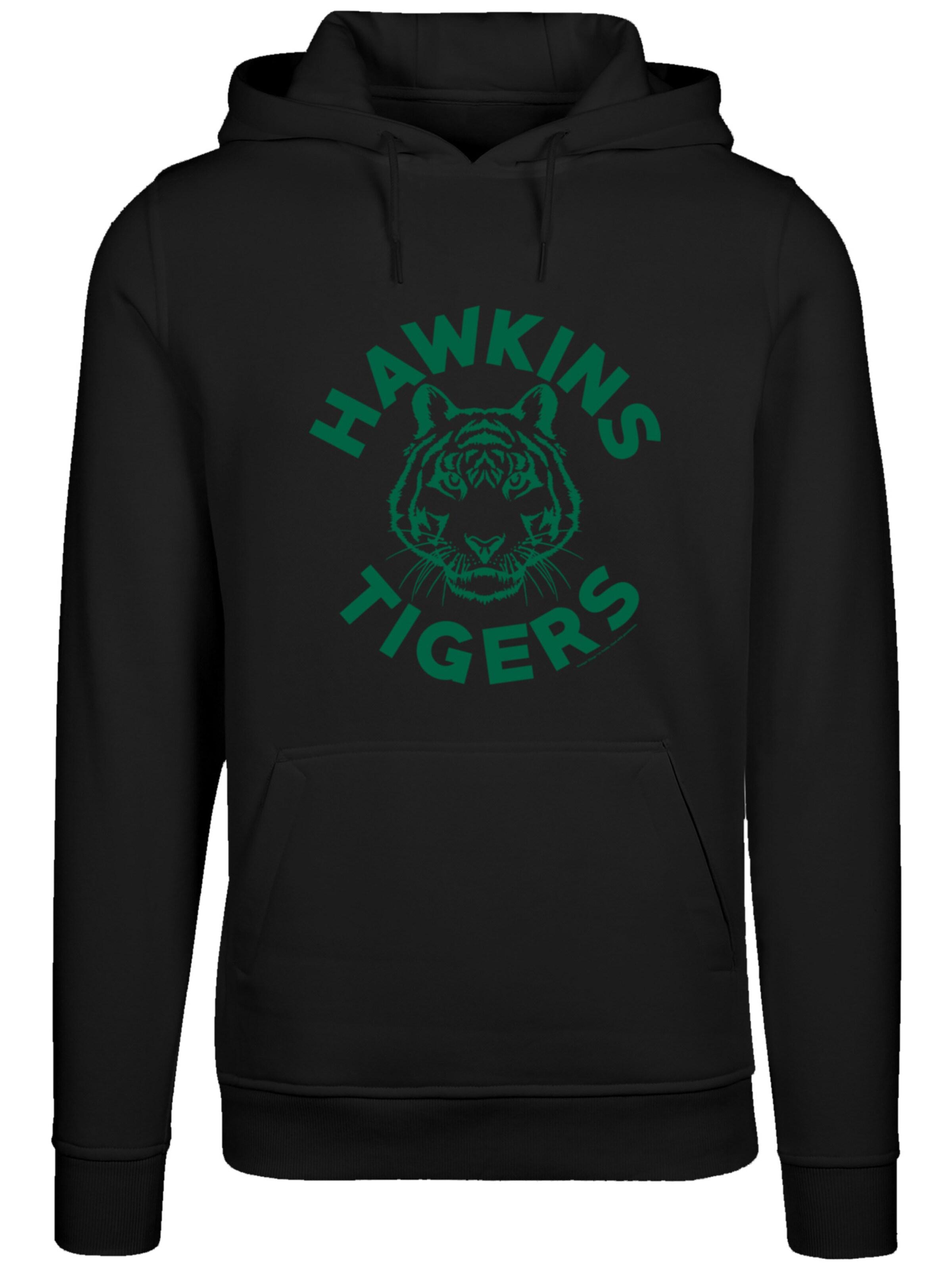 F4NT4STIC Sweatshirt 'Stranger Things Hawkins Tigers Netflix TV Series' in Schwarz: Vorderseite