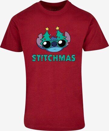 ABSOLUTE CULT Shirt 'Lilo And Stitch - Stitchmas Glasses' in Red: front