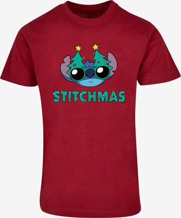 ABSOLUTE CULT T-Shirt 'Lilo And Stitch - Stitchmas Glasses' in Rot: predná strana