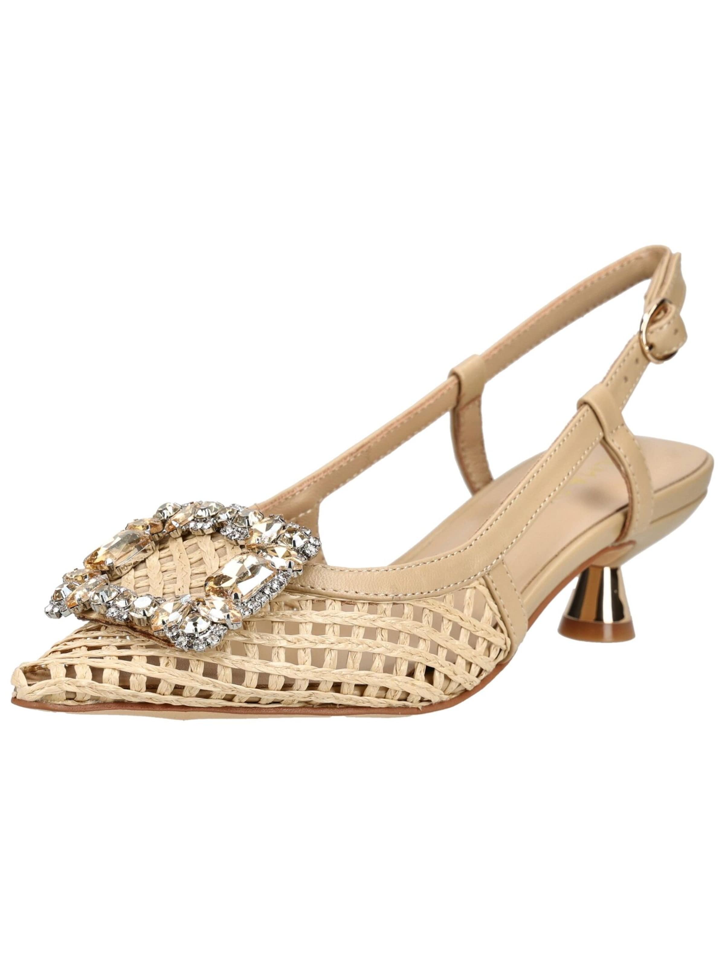 Alma En Pena Slingback Pumps in Beige: front
