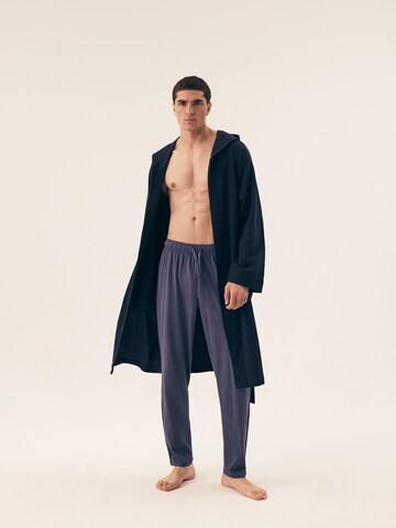 Henderson Bathrobe short 'Waffelpiqué-Bademantel mit Kapuze und Taschen Marine' in Blue: front