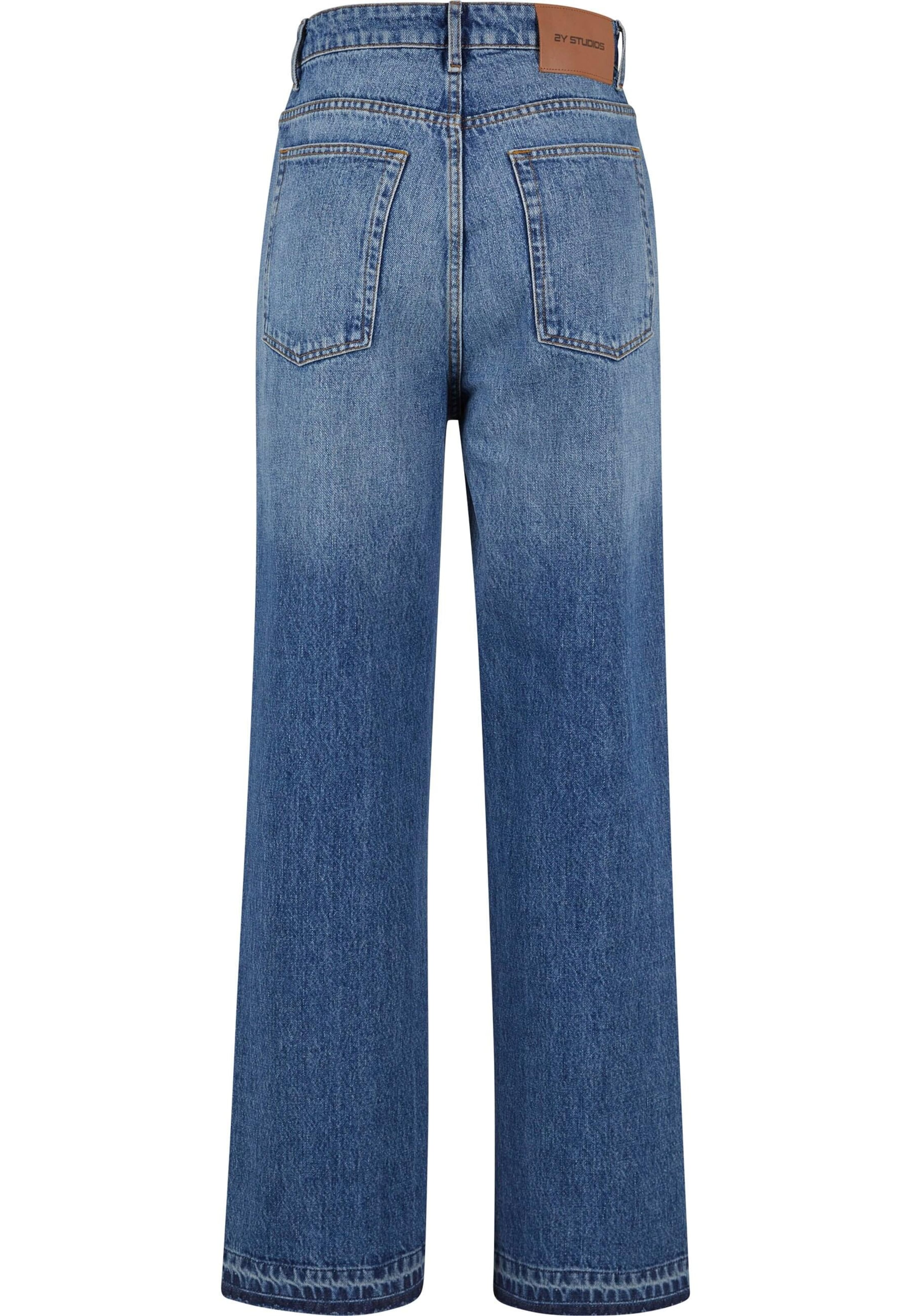 mėlyna 2Y Studios Plačios klešnės Džinsai 'Vulna Open'