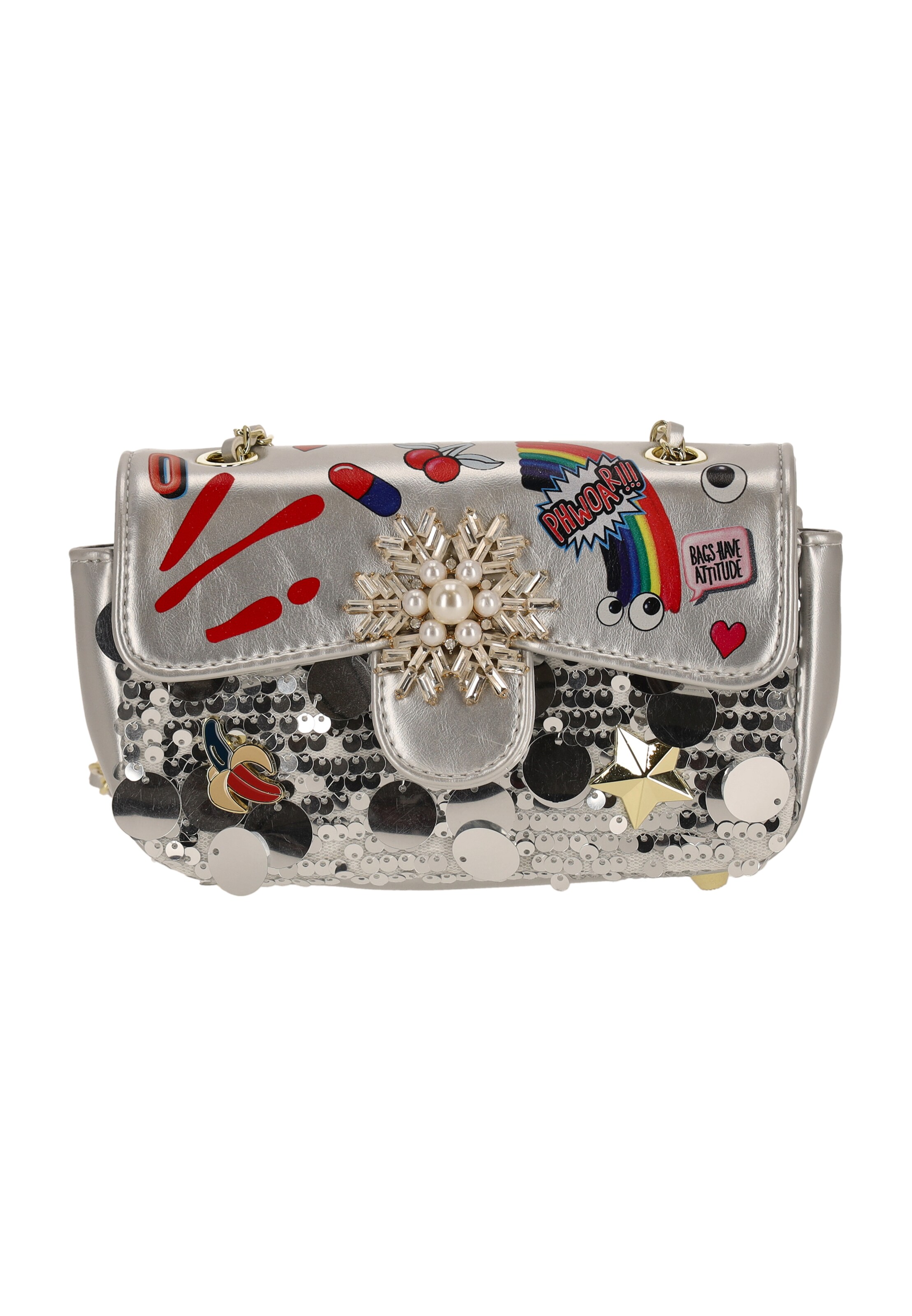 MYMO - Bolso de hombro 'EyETHEME' en plata: frente