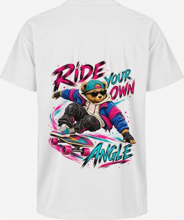 LUNØIR Studio Shirt 'TEDDY Longboard Own Angle' in Weiß: Vorderseite