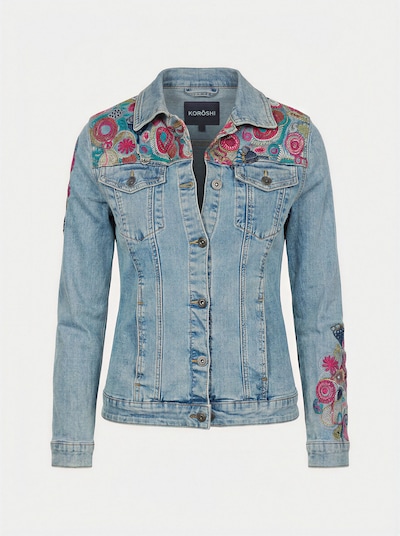 KOROSHI Between-season jacket in Blue denim / Curry / Petrol / Pink, Item view
