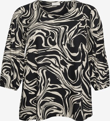 KAFFE CURVE Blouse 'Cala' in Zwart: voorkant